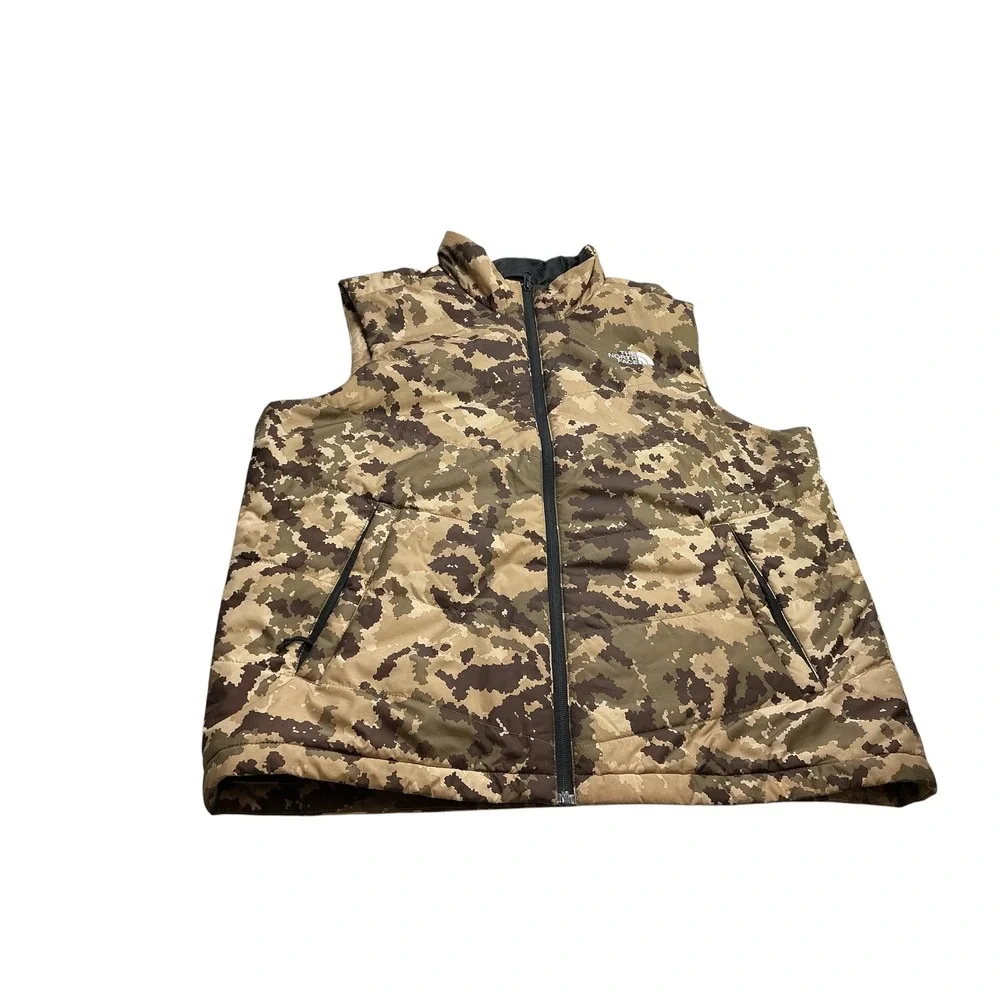 The North Face Mens Aconcagua 2 Vest Digital Camo Puffer Jacket Brown Tan Large